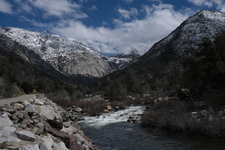 River And Road In Mountains