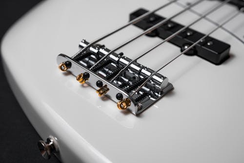 2444: Free White Electric Bass Guitar Stock Photo