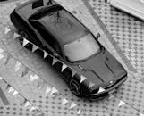 Muscle Dodge Car in Black and White
