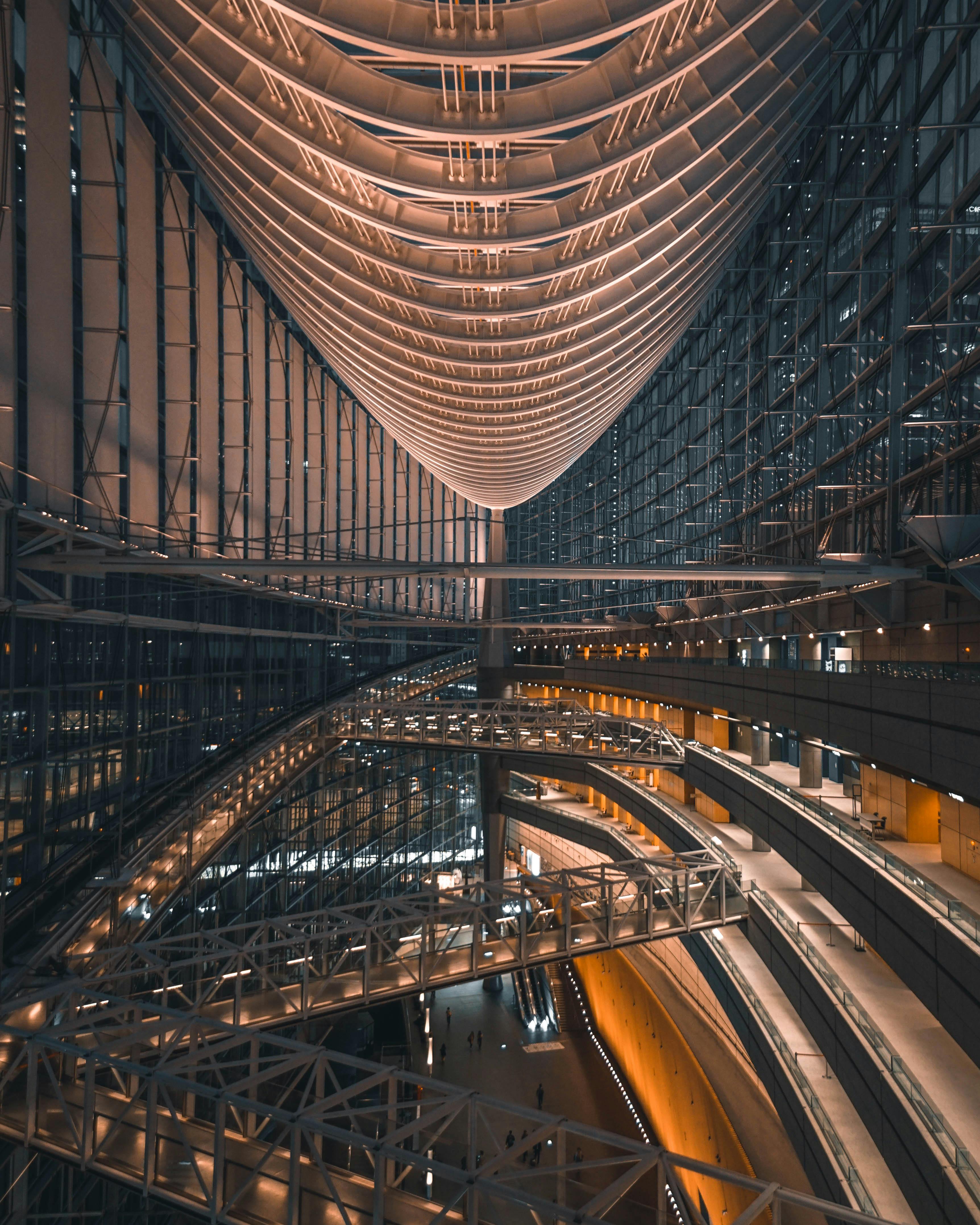 A breathtaking view of modern architecture at Tokyo International Forum.