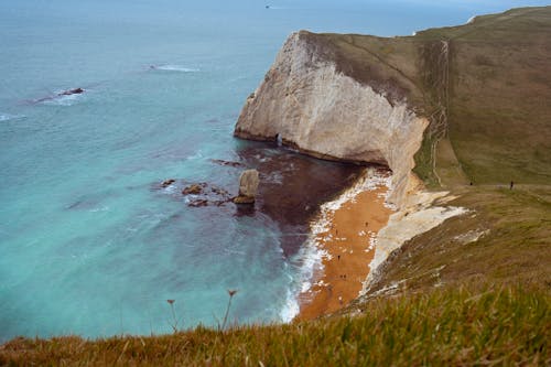 High Angle View of Cliff and Sea