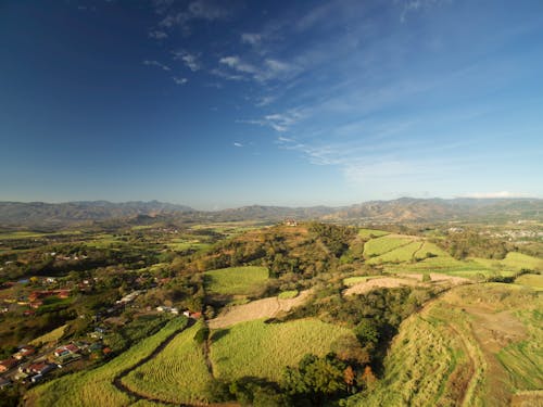 Birds Eye View of Fields and Village 