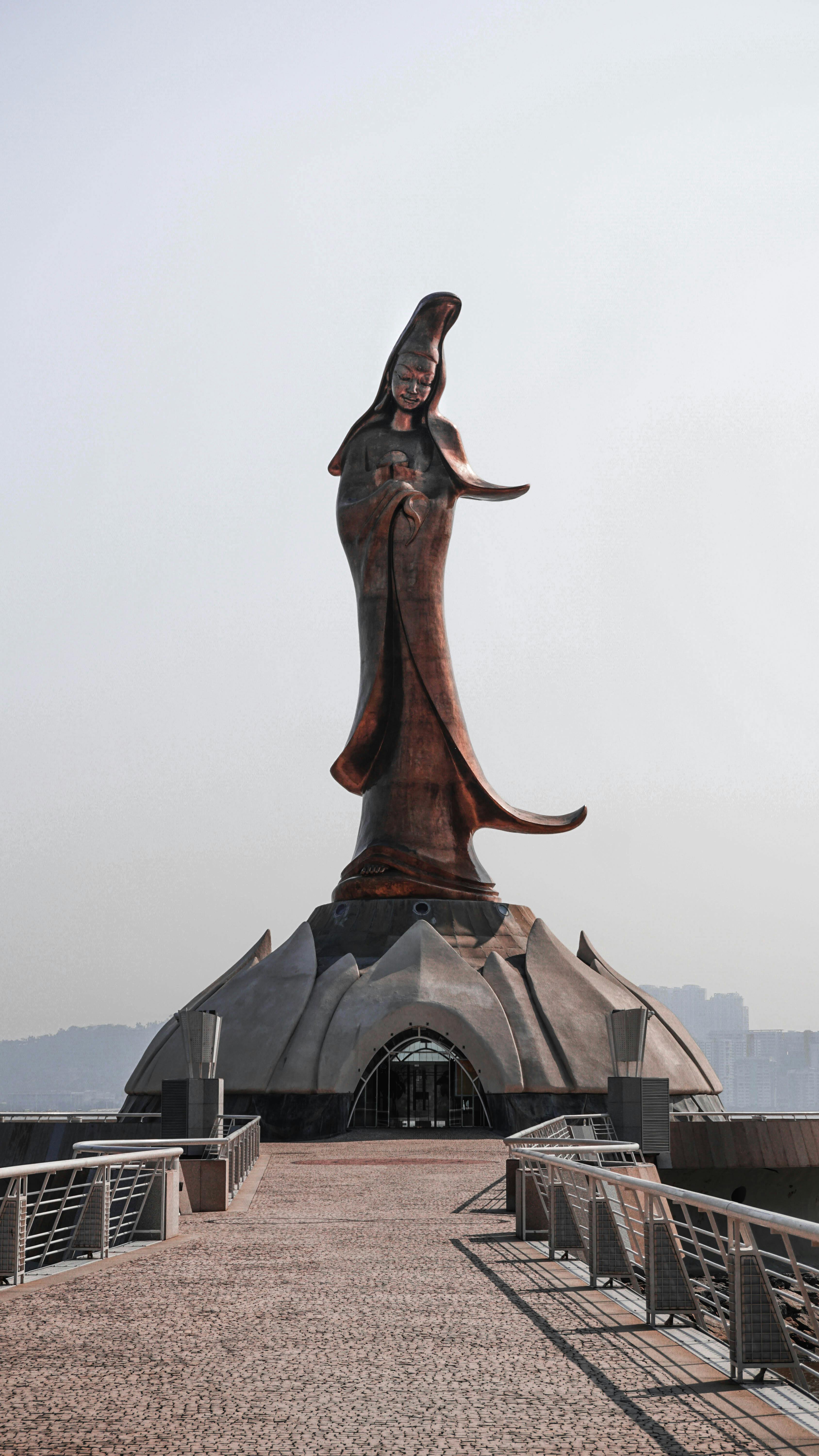 Breathtaking view of Kun Iam Statue, an iconic landmark in Macau, China.