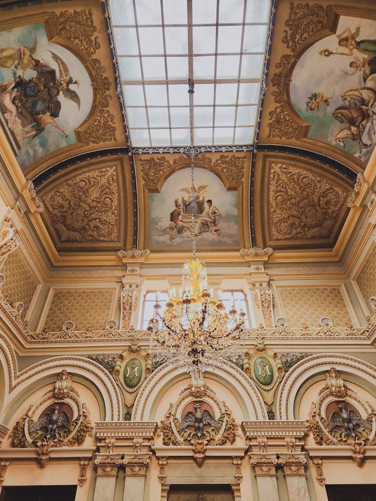 Ornate Ceiling In Palacio Da Liberdade