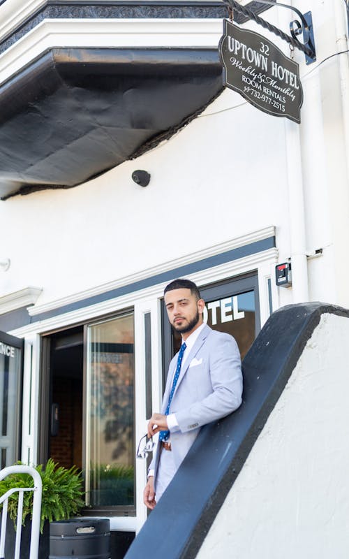Man in Suit at Hotel