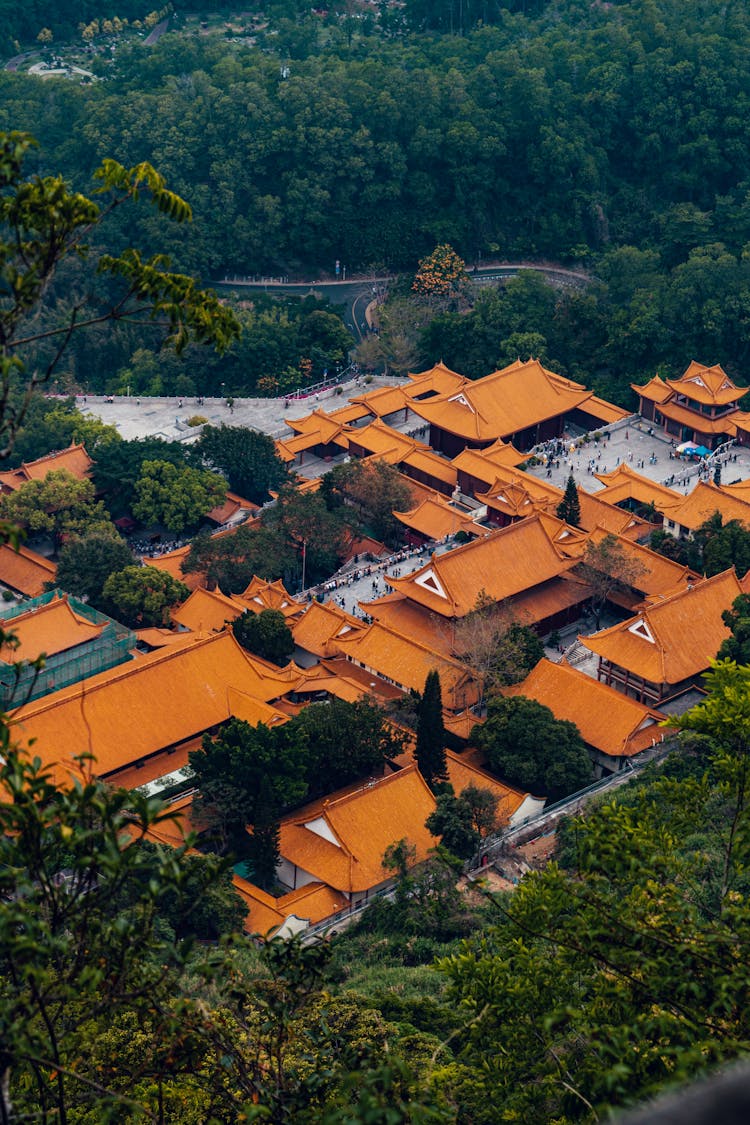 Birds Eye View Of A Temple Complex 