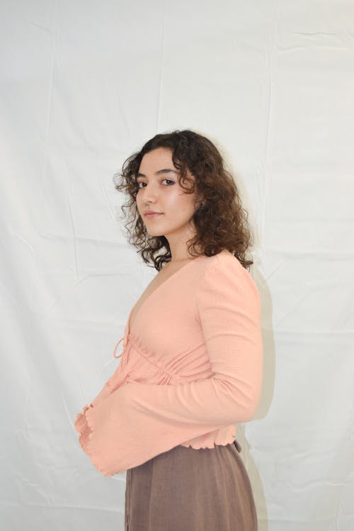 Woman Posing on White Background