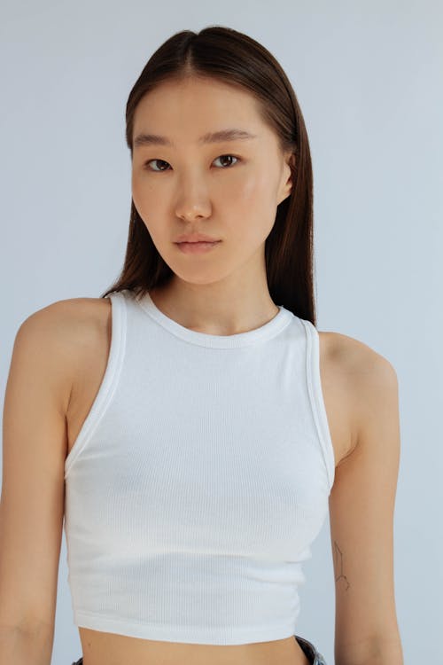 Model in White Top