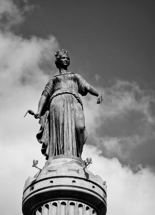 Free Black and white photo of the Goddess monument in Lille, France. Stock Photo