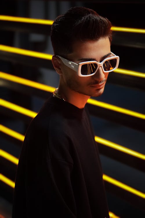 Free Man in Sunglasses and Black Clothes Stock Photo