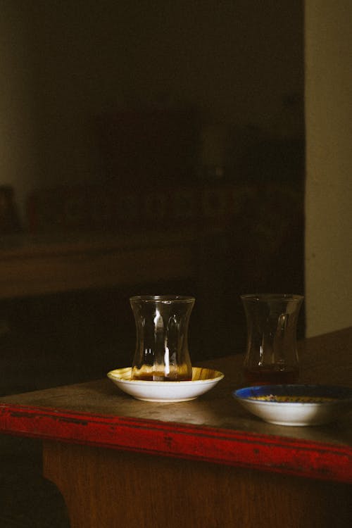 Empty Turkish Tea Glasses on a Table