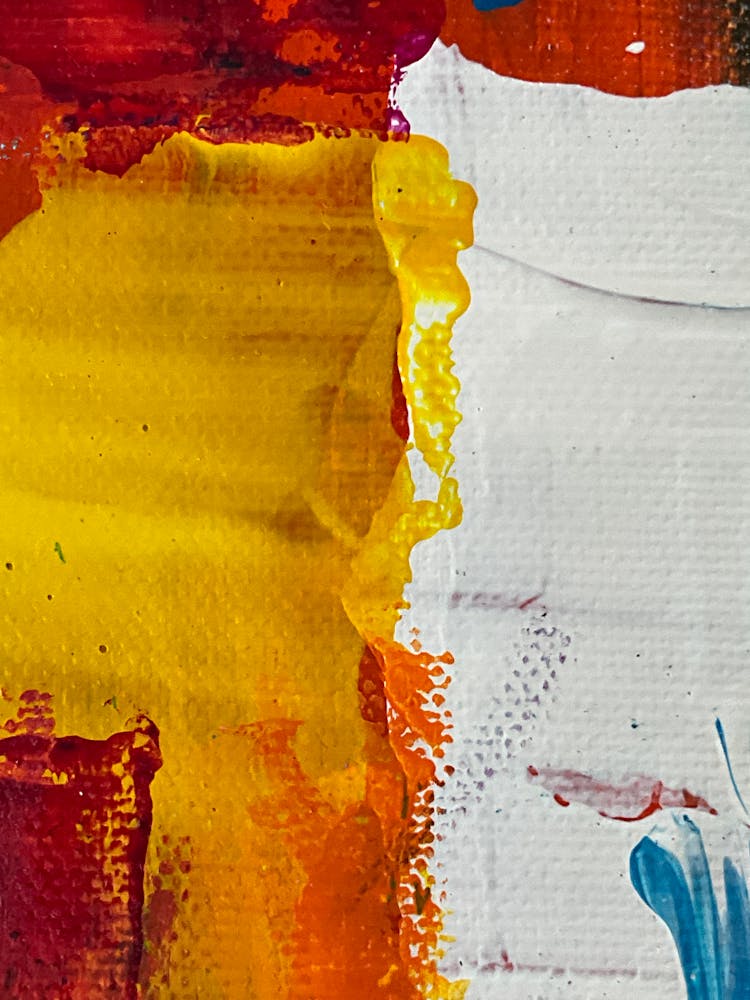 White And Yellow Framed By Red On An Abstract Painting