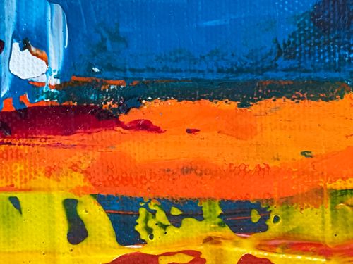 Free Colorful abstract painting with bold acrylic strokes on canvas. Stock Photo