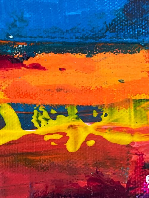 Free Colorful abstract expressionism painting with bold acrylic strokes and textures. Stock Photo