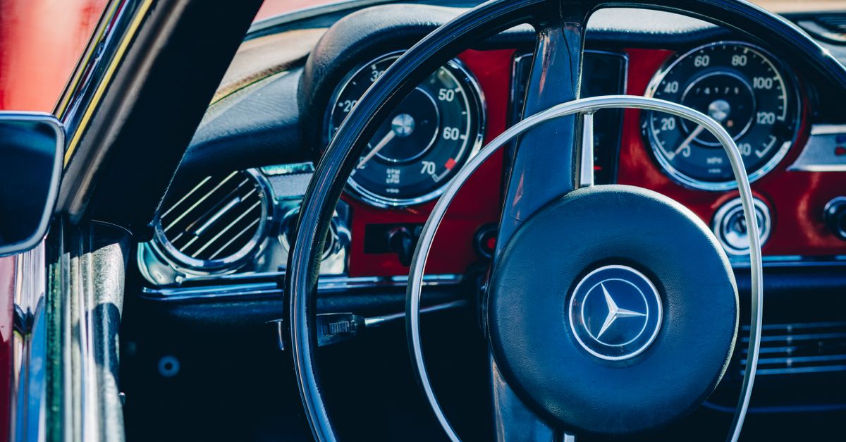Interior of a Vintage Mercedes-Benz W113 · Free Stock Photo