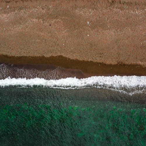 Sea Wave on Beach in Birds Eye View