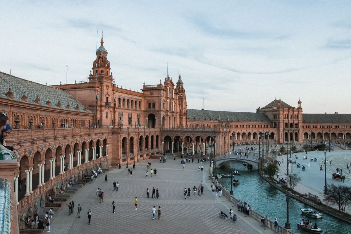 Imposing buildings on the Plaza de Espana in Seville