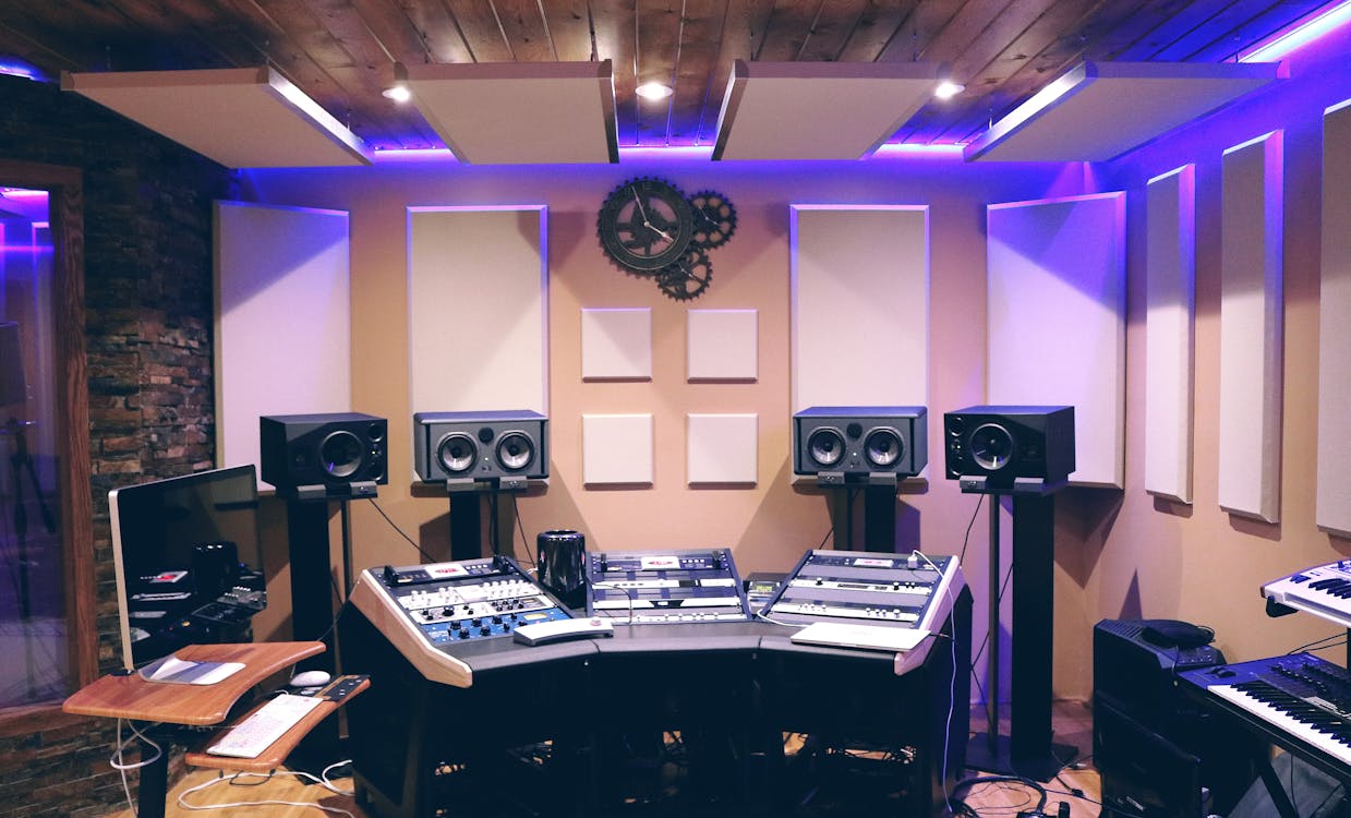 Free Recording Studio With Ultra Violet Florescent Stock Photo