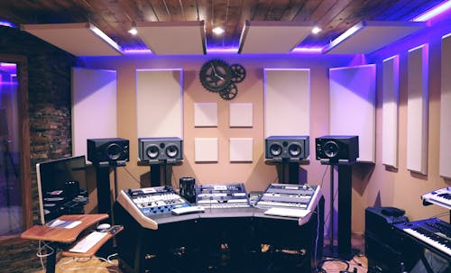 Free Recording Studio With Ultra Violet Florescent Stock Photo