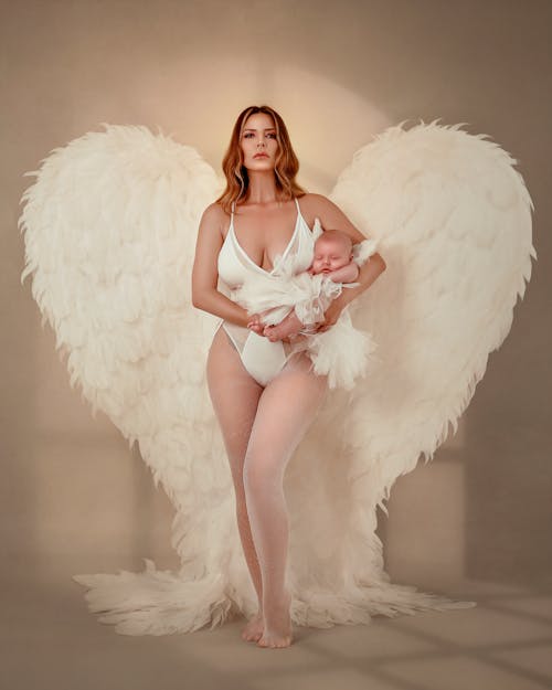 Foto profissional grátis de asas de anjo, bebê, colagem