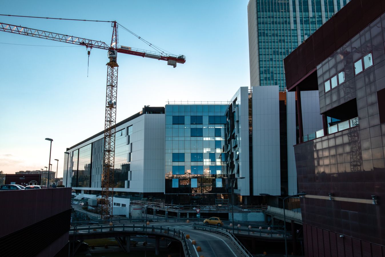Active urban development project with construction progress