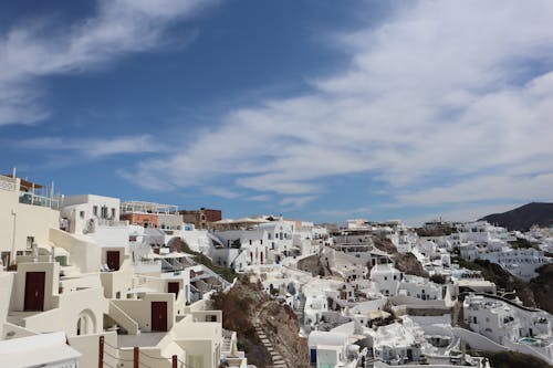 Panoramic View of Houses in Santorini, Greece 