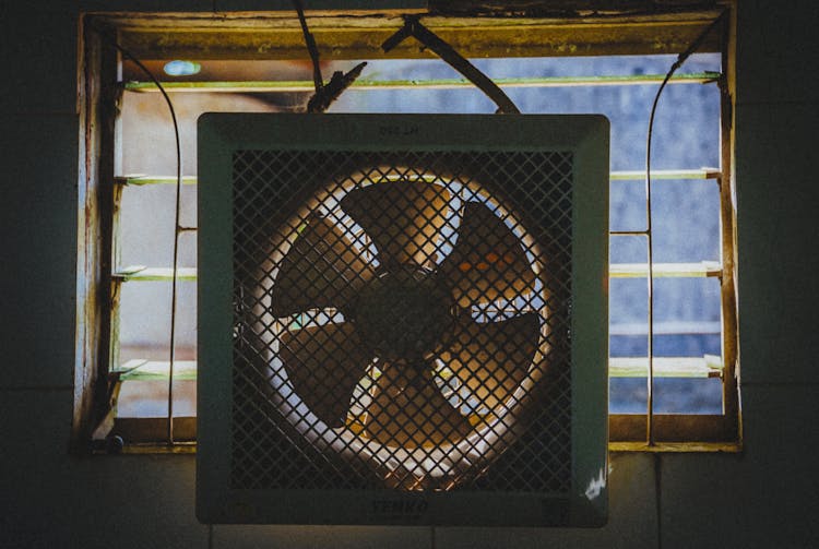 White Exhaust Fan Hanged