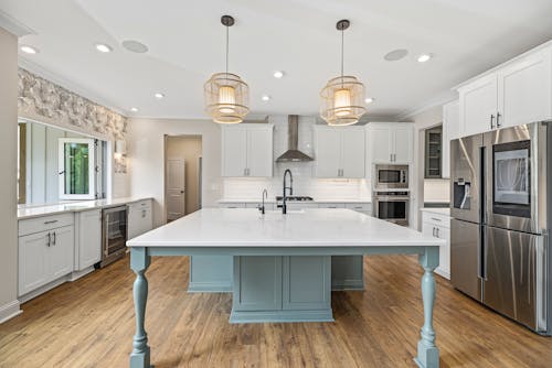 Table by the Island in a Kitchen