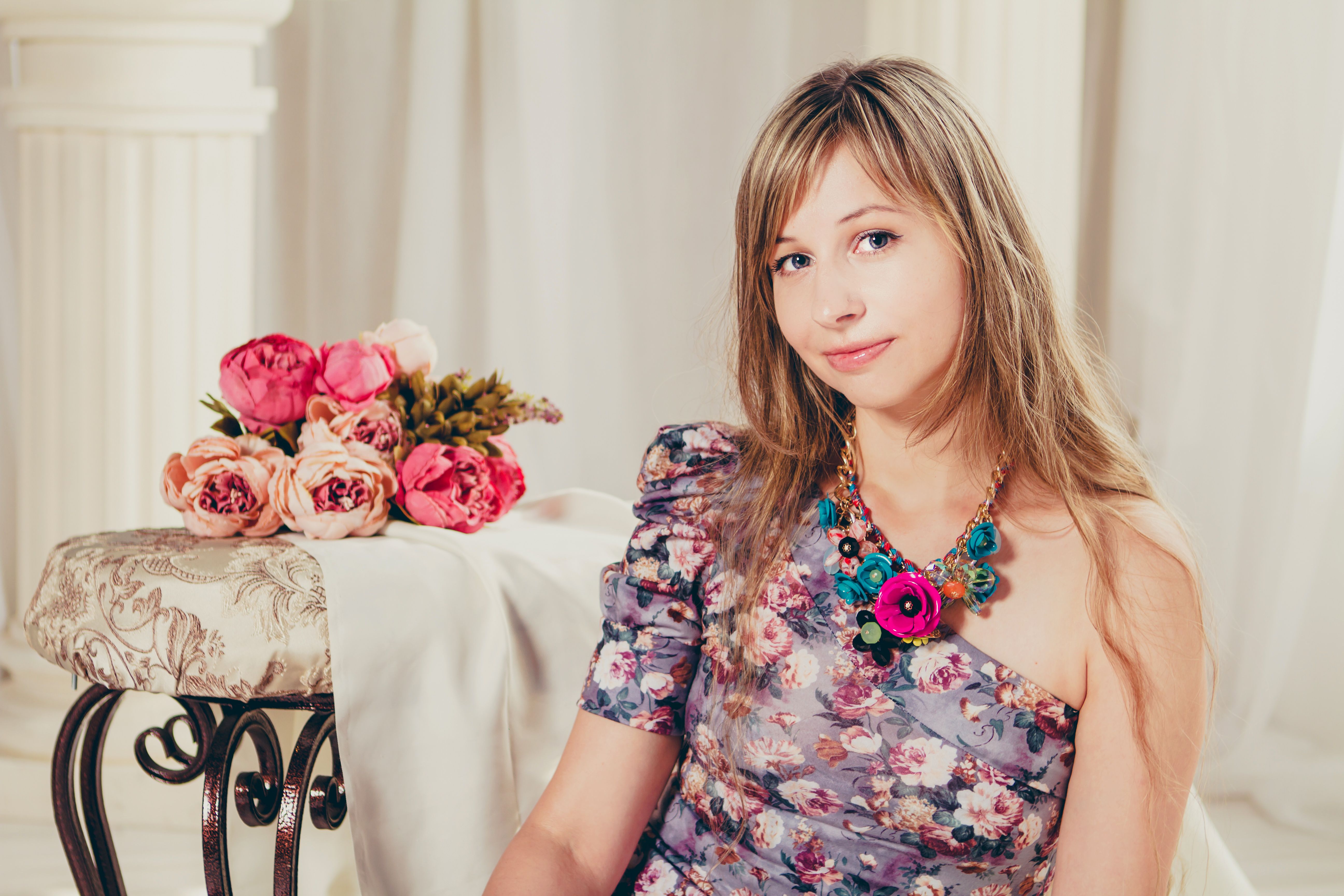 Woman In Floral Dress · Free Stock Photo