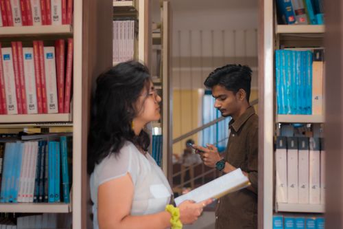 Students reading in New Delhi