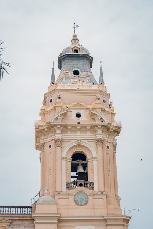 Close-up of the Tower of the Lima Cathedral in Lima, Peru 