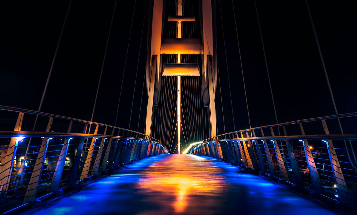 Lighted Suspension Bridge · Free Stock Photo