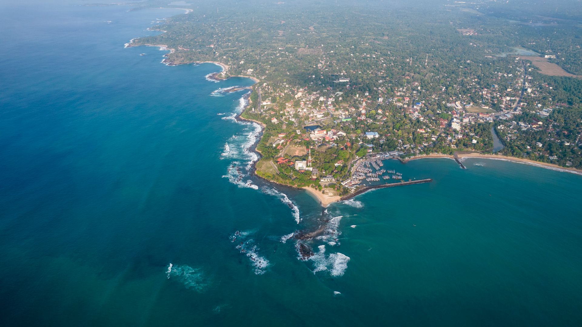 Tangalle beach sri lanka drone view