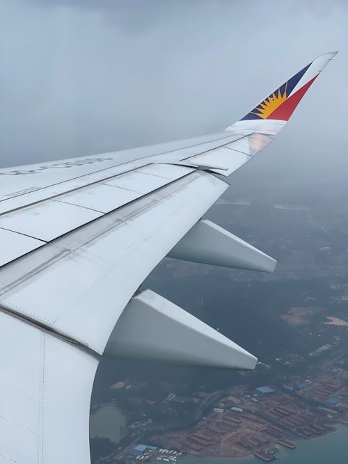 An Airplane Wing and View of the Land 
