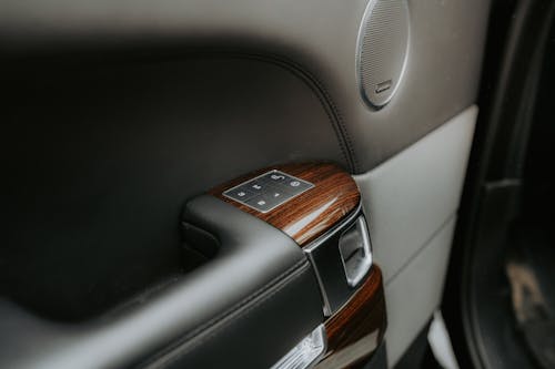 Close-up of a Door Handle in a Modern Car 