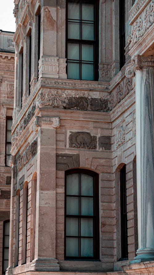 Close-up of the Facade of the Dolmabahce Palace in Istanbul, Turkey 