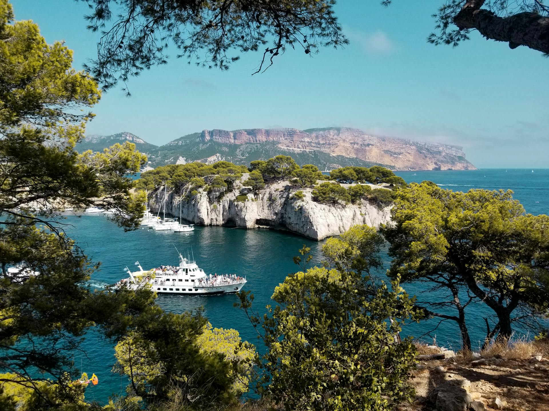 White Yacht in Bay in France