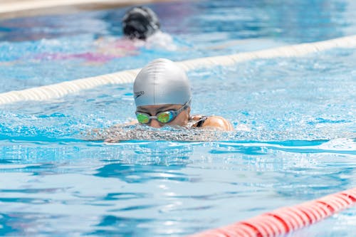 Swimmer in Swim Cap and Goggles