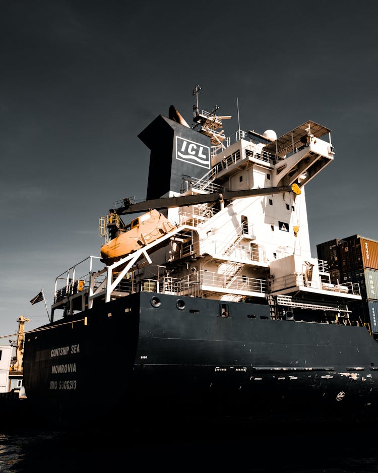 Cargo Ship In Harbor