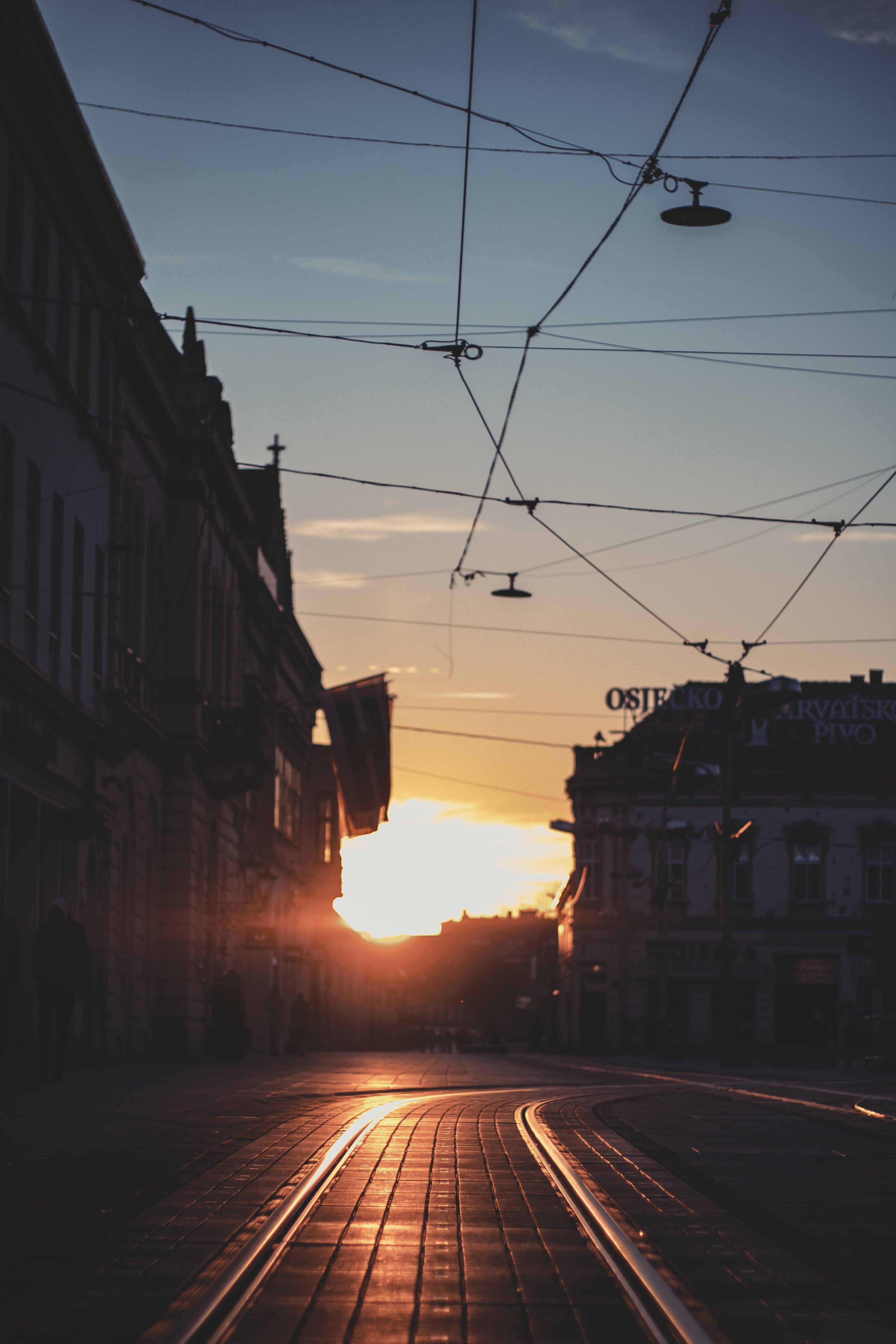 Urban Tram Tracks at Sunset · Free Stock Photo