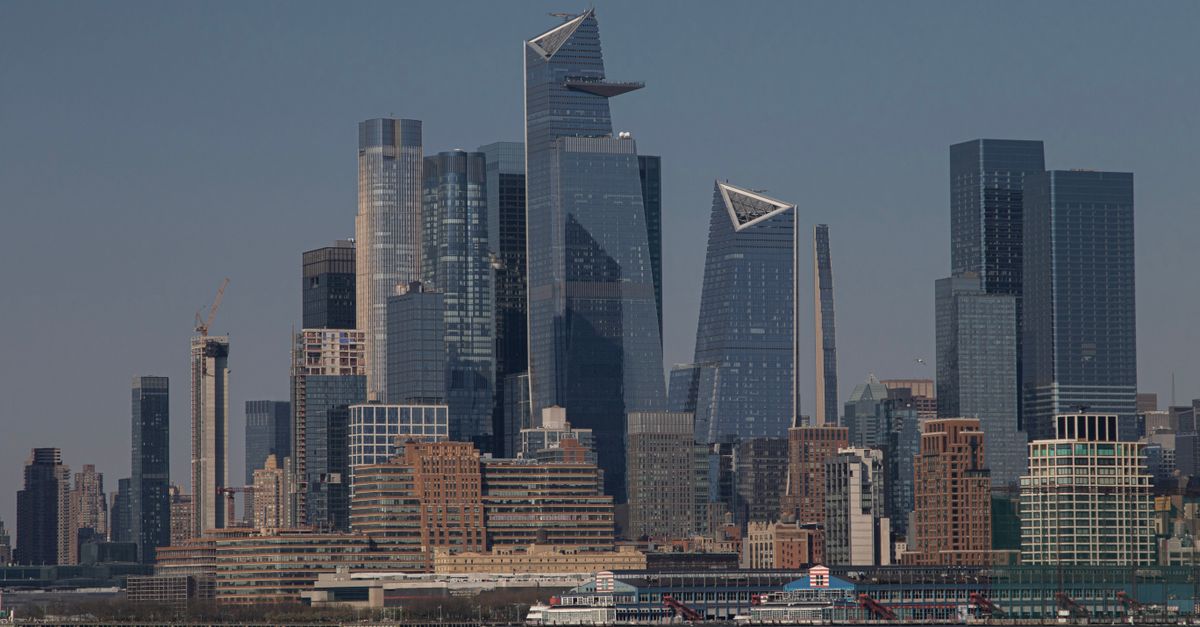 A breathtaking view of the modern Hudson Yards skyline in NYC.