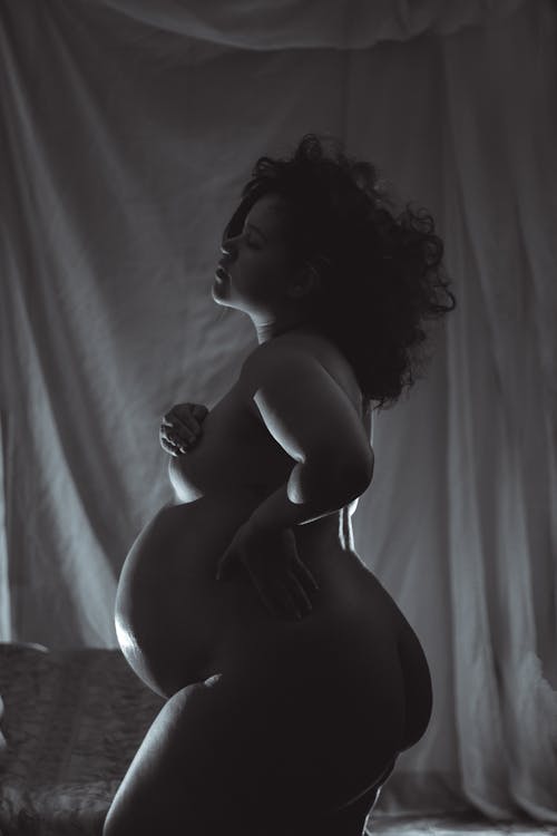 A Pregnant Woman in Black and White