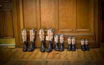 Black Red and Blue England Flag Print Rain Boots