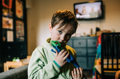 Boy Posing with Toy