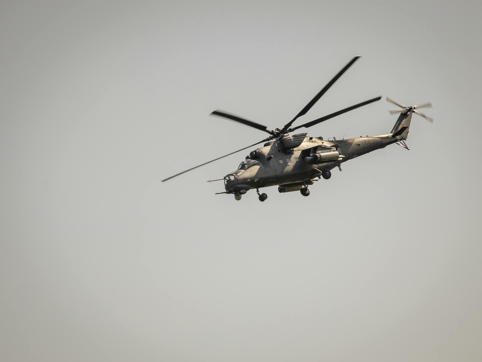 Flying Military Helicopter
