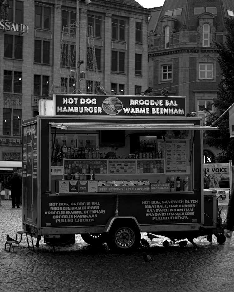 Fast Food Truck Standing On The Street