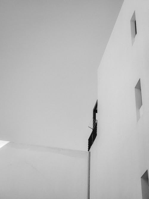 White Wall of Building in Black and White
