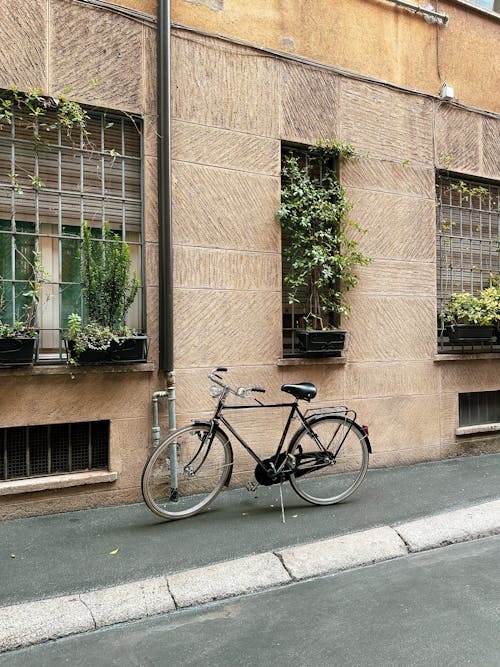 Bicycle on Sidewalk in Town