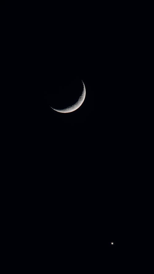 Night Photo of a Crescent Moon
