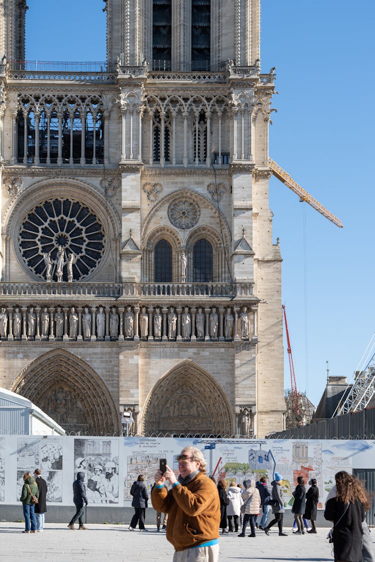 Photo Of The Facade Of Notre-Dame In Paris, France